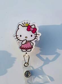 Sanrio 1 pieza Soporte retráctil para credencial con clip de estilo "" de acrílico con película protectora de fácil desprendimiento, perfecto para uso en la oficina
