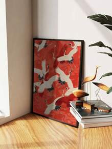 1 Pieza Pinturas De Lienzo De Imágenes De Animales, Arte De Pared De Grulla Coronada Roja, Impresión De Póster Japonés, Arte De Grulla Roja, Pintura De Pared Roja, Decoración De Pared Para Sala De Estar, Dormitorio, Oficina, Restaurante, Club, Tienda, Decoración Del Hogar, Regalo Creativo, Sin Marco