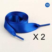 1 对奢华双面涤纶缎带鞋带，光泽、宽、扁平，表面缎面，耐用涤纶宽鞋带，非常适合时尚运动鞋、溜冰鞋、靴子和休闲鞋，表面色彩鲜艳，如丝绸般，设计易于使用，120 厘米（约 47.24 英寸）夏季日常穿着 - 彩色 - 查看 30