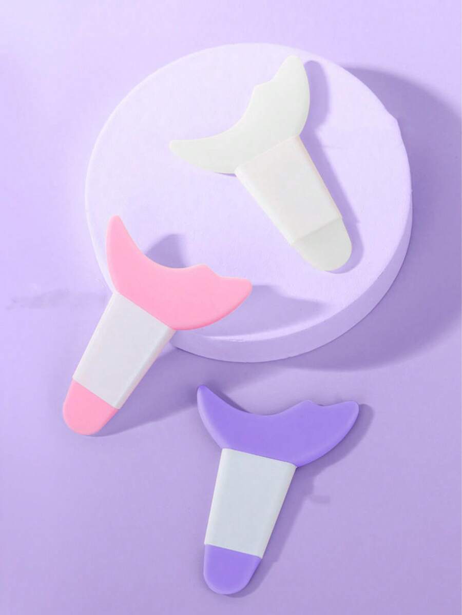 Bộ dụng cụ trang điểm làm đẹp dạng tem kẻ mắt có cánh dành cho người mới bắt đầu gồm: Cọ thoa phấn mắt, dụng cụ bảo vệ mascara mi dưới, thước kẻ hình lưỡi liềm - Nhiều màu - Xem 1