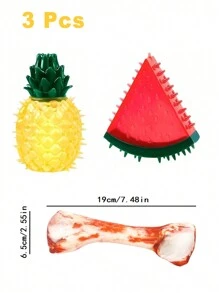 1 pieza/2 piezas/3 piezas Juguete para mascota con sonido, lindo juguete para masticar con forma de fruta para refrescarse en el verano