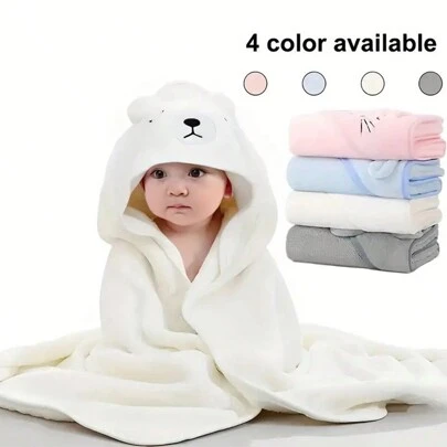 Tecknad Baby Hooded  Poncho Mjuk badhandduk Spädbarn Swaddle Filt