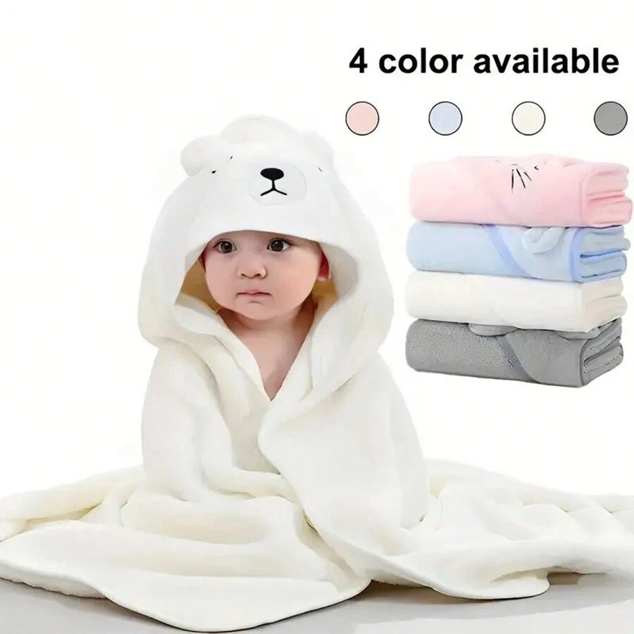 Cartoon Baby Hooded Cloak Poncho Soft Bathing Towel Infant Swaddle Blanket