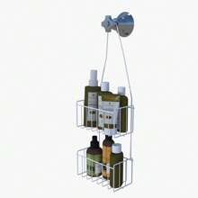 Suspended Shampoo Holder Hanging 2 Tiers Without Holes Double Register Soap Dish Conditioner Holder Bathroom Accessory - trắng - Xem 1