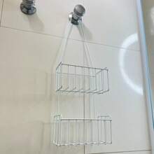 Suspended Shampoo Holder Hanging 2 Tiers Without Holes Double Register Soap Dish Conditioner Holder Bathroom Accessory - trắng - Xem 6
