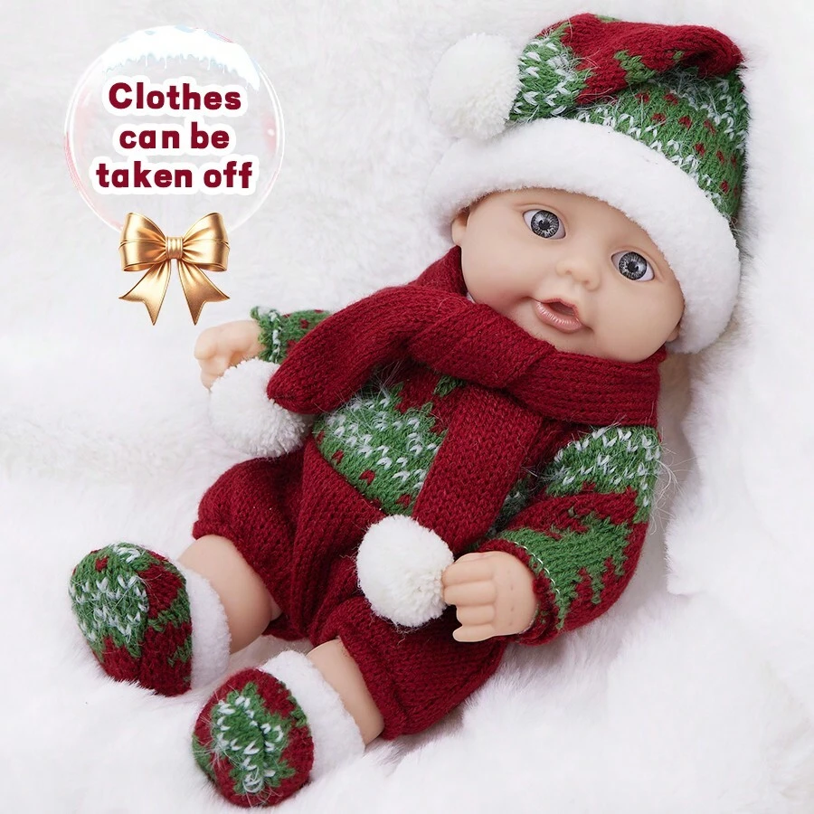 Búp bê tái sinh chân thực 8 inch màu đỏ dễ thương Búp bê hoạt hình DIY bằng silicon tái tạo đồ chơi cho em bé, Búp bê đi kèm cho trẻ em, Quà tặng Giáng sinh, Quà tặng sinh nhật theo phong cách Giáng sinh, - Đỏ - Xem 1