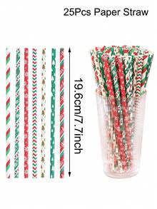 25/50 件，一次性圣诞吸管，多色圣诞纸吸管，圣诞派对装饰吸管，2024 年家居圣诞装饰品，2025 年新年圣诞礼物 - 彩色 - 查看 4