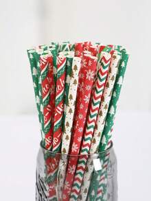 25/50 件，一次性圣诞吸管，多色圣诞纸吸管，圣诞派对装饰吸管，2024 年家居圣诞装饰品，2025 年新年圣诞礼物 - 彩色 - 查看 2