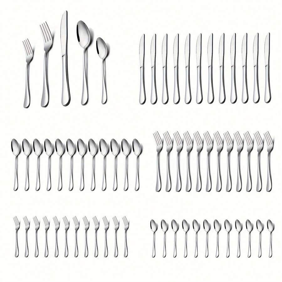 The 60Piece Stainless Steel Flatware Set For 12 People Contains Forks