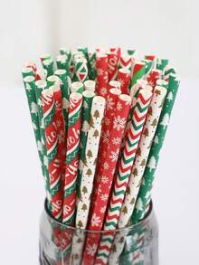 25/50 件，一次性圣诞吸管，多色圣诞纸吸管，圣诞派对装饰吸管，2024 年家居圣诞装饰品，2025 年新年圣诞礼物 - 彩色 - 查看 5