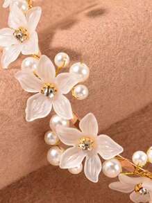 1件装仿珍珠花朵装饰优雅发箍，适合婚礼、日常生活、节日、情人节等场合，发箍、发圈、头饰、发饰 - 彩色 - 查看 4