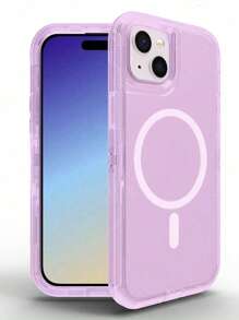 Heavy-Duty Triple Protection Mixed Material Magnetic Phone Case - Mauve Purple - View 4