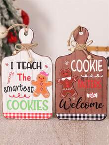 1 件圣诞姜饼人木牌装饰，商店欢迎标志，圣诞节 - 彩色 - 查看 3