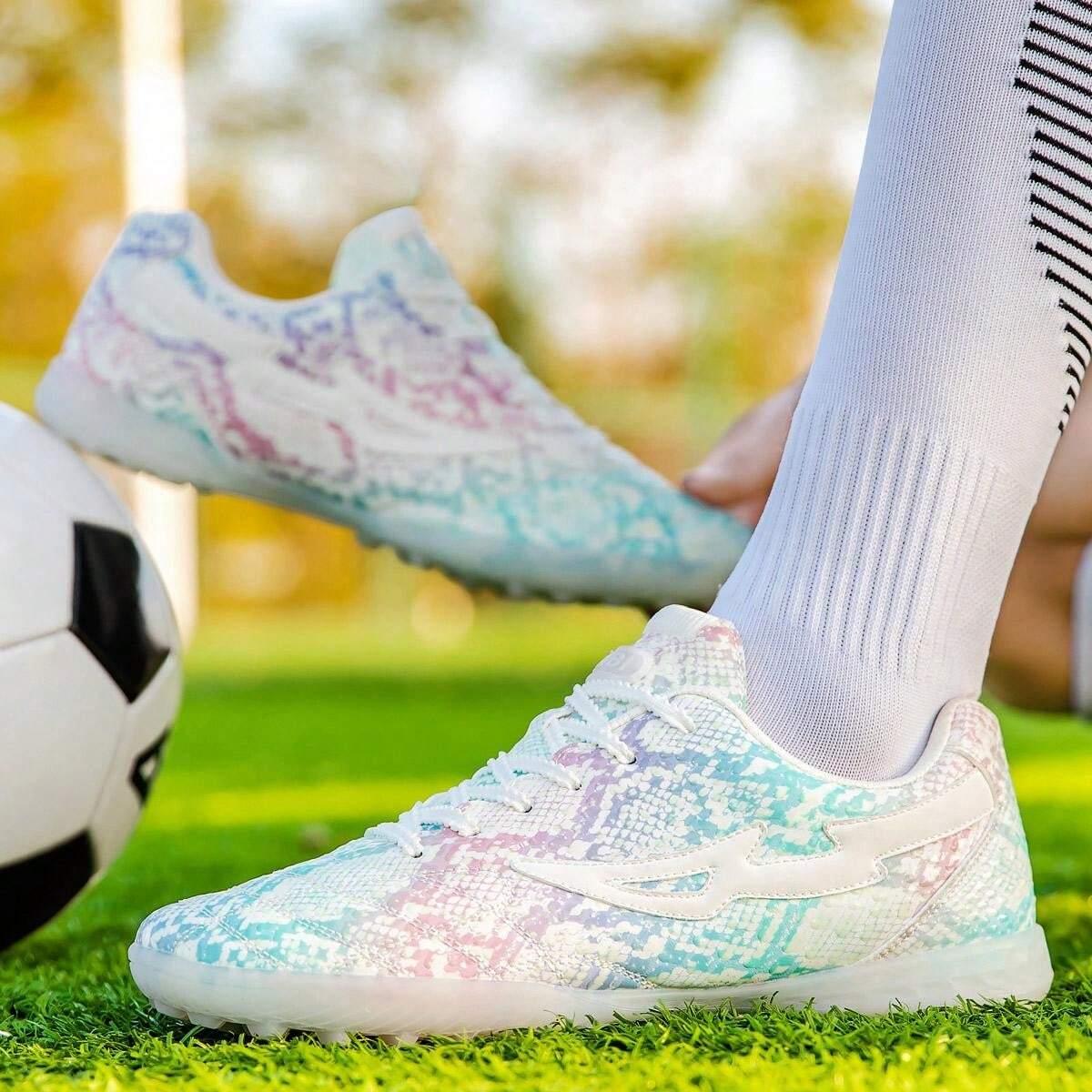 Scarpe Da Calcio BUWTDAY Per Bambini - Tacchetti Per Erba Sintetica, Antiscivolo, Leggere E Traspiranti