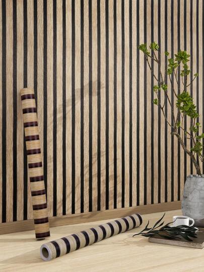 1 Roll Of Retro Oak Striped Wallpaper 3D Suitable For Home Decoration, Kitchen Cabinets, Tables And Chairs, Room Backgrounds, Home Renovation DIY, Waterproof, Stain Resistant, Easy To Clean, Self-Adhesive, Peel And Paste Wallpaper Wall Stickers, Renovation Stickers Peel Wall Panels, Wall Paper, Wallpapers, Spring Decoration Items Refresh Your Home, Festival Decoration Stickers Gifts Birthday Graduation Wall Decor Bathroom Decor Bedroom Decor Stuff Living House Decor Home Decor Living Room