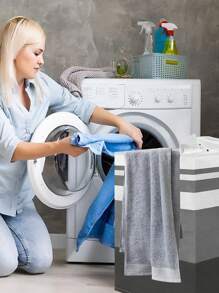 1 件 75L/100L 便携式可折叠洗衣篮带手柄，用于存放衣服/玩具，适用于家庭、宿舍、自助洗衣店正装裤子鞋子牛仔裤靴子裙子洗衣篮，洗衣篮浴室收纳篮，篮子，储物篮，可折叠洗衣篮 - 灰色 - 查看 10