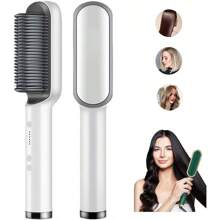 5 In 1 Dual Voltage Straightening Brush - Straightens, Moisturizes, Shapes, Aligns And Anti-Frizz - màu xanh lá - Xem 9