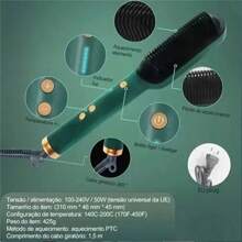 5 In 1 Dual Voltage Straightening Brush - Straightens, Moisturizes, Shapes, Aligns And Anti-Frizz - màu xanh lá - Xem 2