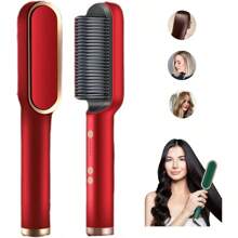 5 In 1 Dual Voltage Straightening Brush - Straightens, Moisturizes, Shapes, Aligns And Anti-Frizz - màu xanh lá - Xem 4