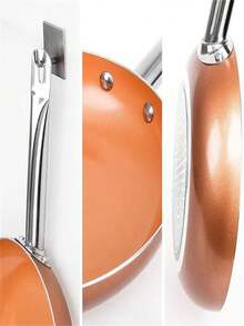 4 Piece Wok Set, Frying Pan, Copper Color Non-Stick Frying Pan, Double Bottom, Flat Bottom, 24cm Square Frying Pan / Cookware Kit - 彩色 - 查看 7