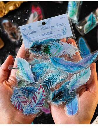 40pcs Feather Pattern Sticker, Modern Multifunction Sticker For Student Back To School