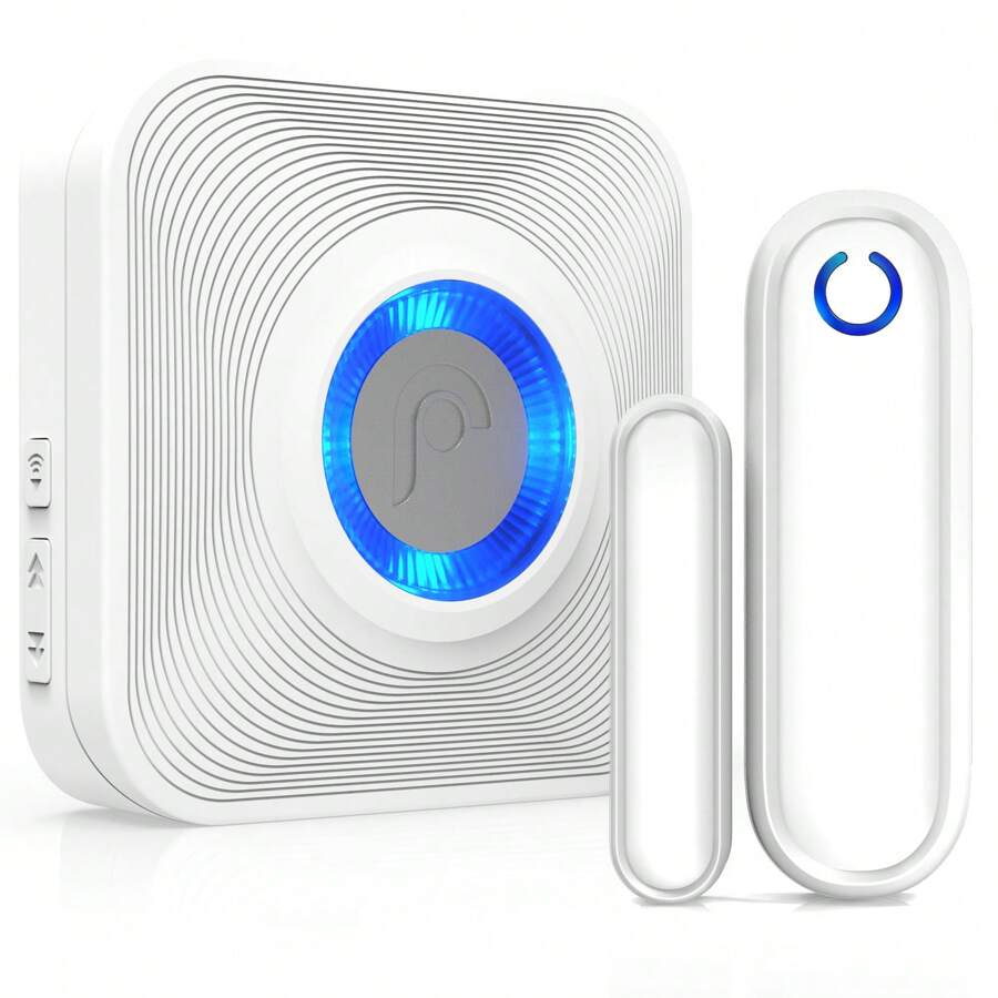 Fosmon WaveLink Wireless Door Open Chime With 1 Receiver + 1 Door Sensor Transmitter (110V, 433MHZ, 1.5V AA Battery Included) - White - View 1