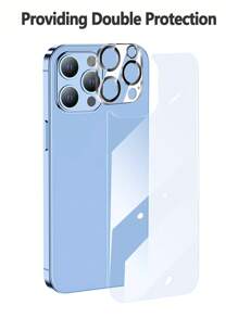 ZYONS 四合一高清高透钢化玻璃背膜（2片）+ 3D摄像头夜视镜头保护膜（2片），双重保护，手机保护背膜，防摔、防刮、触感细腻，兼容 17 Pro Max/17 Air/16E/16 Plus/16 Pro/16 Pro Max/15/14/13/12/11系列 - 2PCS BACK FILM+2PCS LENS FILM - 查看 2