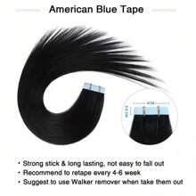 Lsybeauty 20pcs Straight Tape In 100% Remy Human Hair Extension For Salon  Multicolor  Color Natural Color 1B# 16-26 Inches Silk Straight Seamless Skin Weft Hair Extension Tape In Hair Tape Ins Hair Extentions - S1B - View 2