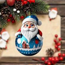 1 pièce Pendentif créatif de Père Noël de Noël, décoration de voiture intérieure plate en acrylique à suspendre - cadeau parfait pour la décoration de la maison et du bureau