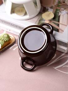 1 Set de Olla de Cerámica para Derretir Chocolate, Calentador de Queso, Olla de Fondue de Chocolate con Tenedor, Decoración de Cocina y Hogar, Apto para Bebidas Frías, Café, Tazas, Bebidas, Exterior, Picnic, Fiesta, Regalo de Cumpleaños