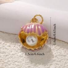 1 件海洋海滩系列 DIY 配件海星贝壳金鱼美人鱼尾巴铜镀油滴吊坠 - 多色 - 查看 10