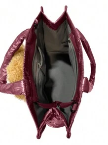 SAC MILANO Ours en peluche décoré, veste matelassée élégante, unique et tendance, sac à dos, sac à main, sac à bandoulière réglable, convient pour les enseignants, le collège, le lycée, les fêtes, les vacances, les affaires, l'été, le style vintage, le week-end, indispensable pour l'automne/l'hiver, excellent cadeau