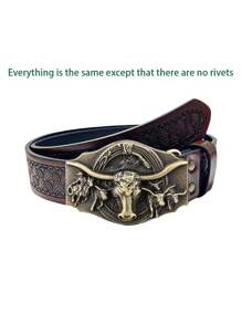 1PC Men's Belt Classic Western Cowboy Fashion Neutral Belt Motorcycle Rider Street Punk Style Men's Western Belt Summer, Schoolcasual, Business, Boyfriend Husband Father Dad Men Gift, Daily Wear, Fashion, Teen, Outdoor, Vacation, Athletic, Travel, Street, Boho, Vintage