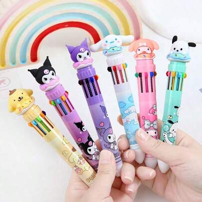 6pcs Cartoon Ballpoint Pens, 10 Colors, Donut Series, Medium Quick-Drying, Cute Writing Stationery, Tween Gift