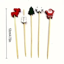50/100 chiếc que xiên tre dùng một lần hình Giáng sinh lạ mắt dùng để gắp trái cây cho bữa tiệc, - Nhiều màu - Xem 3