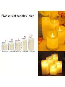 5支装LED闪烁柱形蜡烛 - 防水无焰电池供电，逼真蜡质纹理，适用于婚礼餐桌装饰、餐厅酒吧装饰、情人节求婚套装 - 彩色 - 查看 8