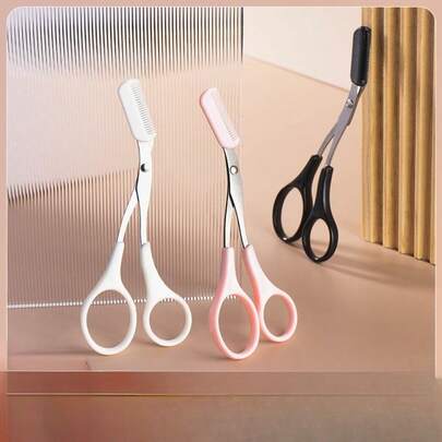 Pink Eyebrow Scissors With Comb, Personal Makeup Eyebrow Trimmer, Eyebrow Trimmer For Female Beginners Eyebrow Trimmer, Eyebrow Trimmer With Eyebrow Comb Professional Eyebrow Trimmer For Men Small Eyebrow Trimmer For Women,Giveaways,Travel,Cheap Stuff,Travel Essential