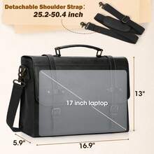 Túi đeo chéo nam 17 inch chống thấm nước bằng da cổ điển đựng máy tính xách tay cỡ lớn Túi đeo vai đựng máy tính cho văn phòng, kinh doanh, du lịch, trường đại học, Halloween, Giáng sinh, mùa thu, túi đựng máy tính đại học - màu đen - Xem 3