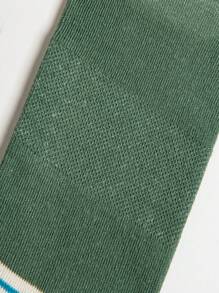 1 Pair Men's Socks Sports Casual Long Socks Women's Socks Solid Color Hipster Socks Winter Socks High Socks ,Pop Socks Thick Socks Grip Socks Fun Socks Green Socks Contrast Color Socks - Army Green - View 5