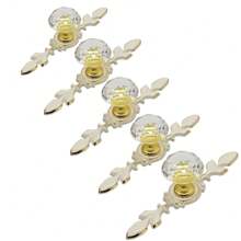5 Pieces Set Of Elegant Gold Rhinestone Crystal Glass Handles With Tray - Polished Finish, Highly Attractive Multifunctional Kitchen, Bathroom And Office Decorative Glass Handles, Crystal Handles For Drawers And Cabinets - Multicolor - View 15