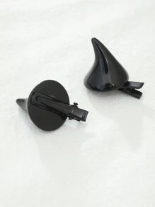 2pcs Girls Horns Hair Clip, Halloween Daily Decoration - Black - View 4