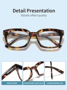 1 副复古方形框架阅读眼镜 +1.0 至 +4.0 男女皆宜，适合电脑/办公室使用万圣节 - 透明 - 查看 4
