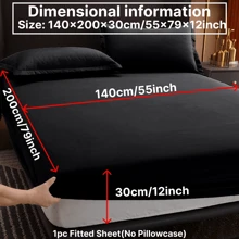 Protector de saltea, husa de saltea ultra moale, cearceaf duble de culoare solida, tampon anti-alunecare, dimensiune simpla/dubla, 140x200cm/160x200cm/Queen/King - Negru - Vizualizare 15