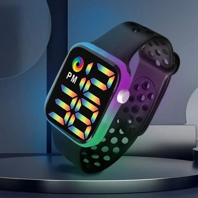 1 chiếc đồng hồ điện tử phát sáng nhiều màu sắc hình đa giác cho trẻ em trong hộp, quà tặng cho ngày tựu trường và Halloween