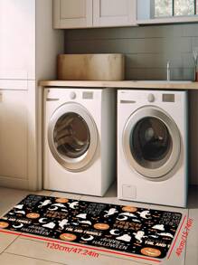 1 Stück großer rechteckiger Halloween Kürbis Geist rutschfester Polyester Bodenmatte - Schmutzabweisend, waschbar, maschinell hergestellt - für Wäsche, Bad, Eingang, Flur, Gothic Dekor, ästhetische Kunstbedarf, Vintage Halloween Dekor, Party Geschenke - Verschiedenfarbig - Übersicht 13