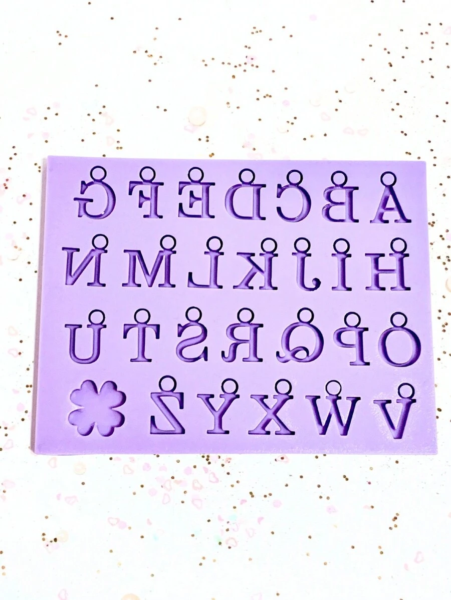 R661 Khuôn silicon Mặt dây chuyền Chữ Nhựa Trang trí - Màu tím - Xem 1