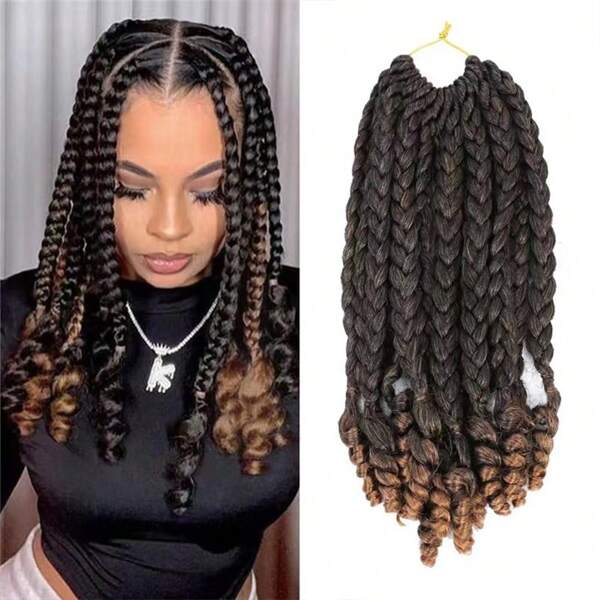 10 Inch Synthetic Box Braids Curly Ends Crochet Hair Short Box Braids Hair Extensions For Women Daily Use 15 Strands/Pack