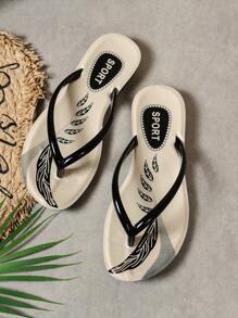 Dép đi biển thường ngày cho nữ - Nhẹ, Thoải mái, Không trơn trượt, Thời trang, Đa năng, Ngoài trời, Đi bộ, Hở ngón, Thiết kế đế bằng Valentine - màu đen - Xem 5