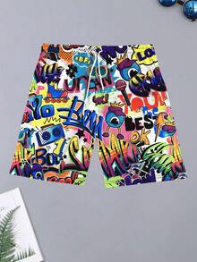 Men's 3D Summer Cartoon Printed Beach Shorts - Multicolor - View 3