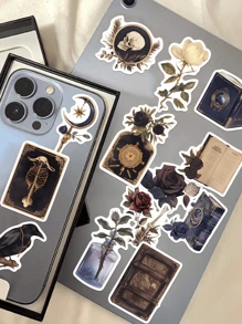 50 miếng dán nhật ký thẩm mỹ tối màu trang trí cổ điển vali ván trượt đàn ghi ta tự làm cắt giấy sách cốc nước máy tính xách tay mũ bảo hiểm miếng dán chống thấm nước - Nhiều màu - Xem 3